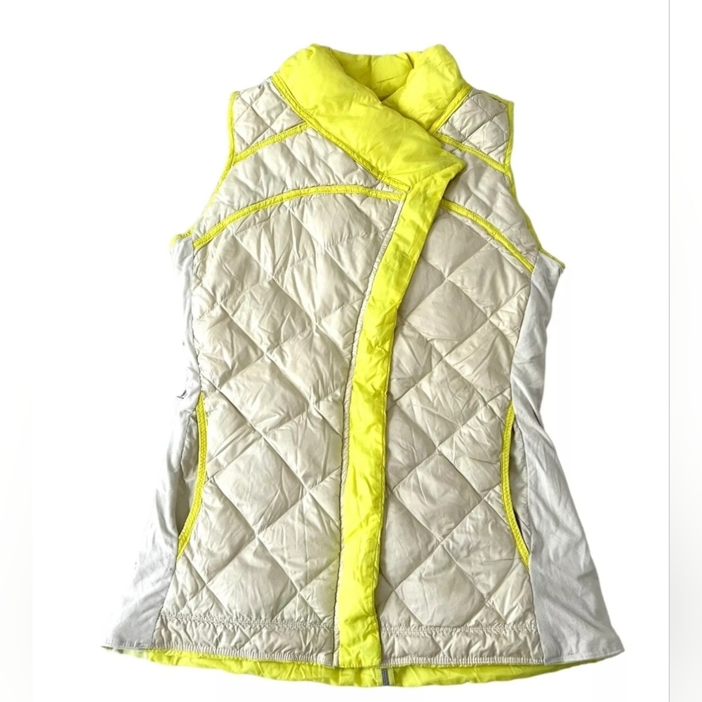 Lululemon Women's What The Fluff Gosse Down Vest Size 2 Yellow Reversible